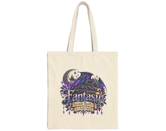 Dragon tote bag | "Fantasy Because Reality Is Overrated" design