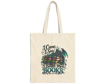 Book Lover Tote Bag | I Came I Saw I Bought More Books Design