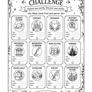 Reading Challenges Printable Journal Pages | Digital Download