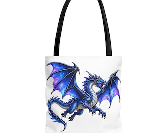 Blå galaxdrake-tygväska | fantasidrakeillustration