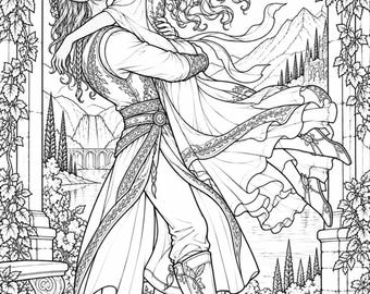 Romantasy: 50 sidor med fantasypar att färglägga
