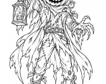 Gotisk Halloween-målarbok | Mörk fantasy-skräcksidor (digital nedladdning)