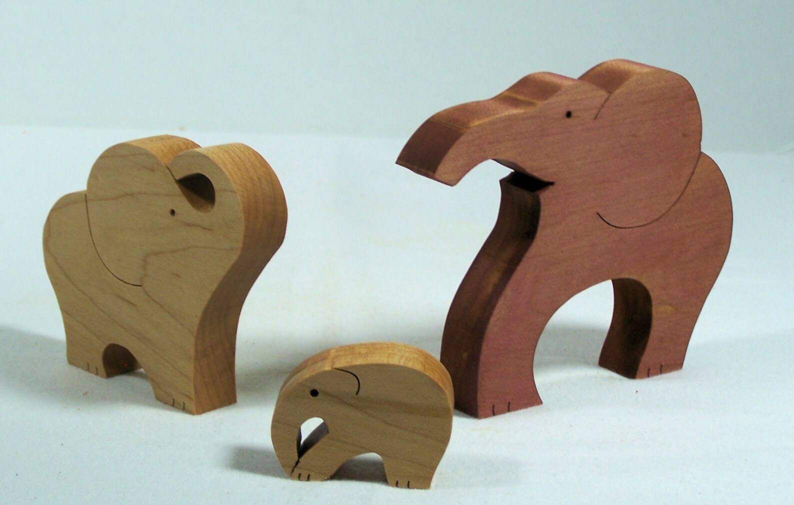 Animal puzzle Maple wood scroll saw cut 3 elephants Etsy