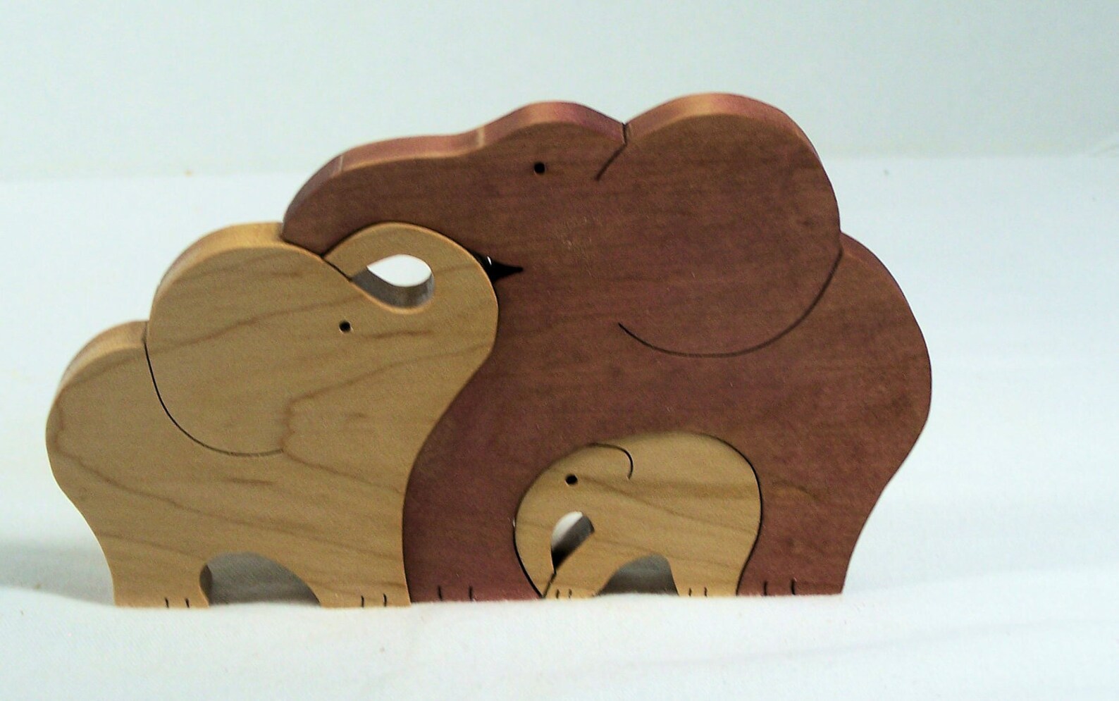 Animal puzzle Maple wood scroll saw cut 3 elephants Etsy