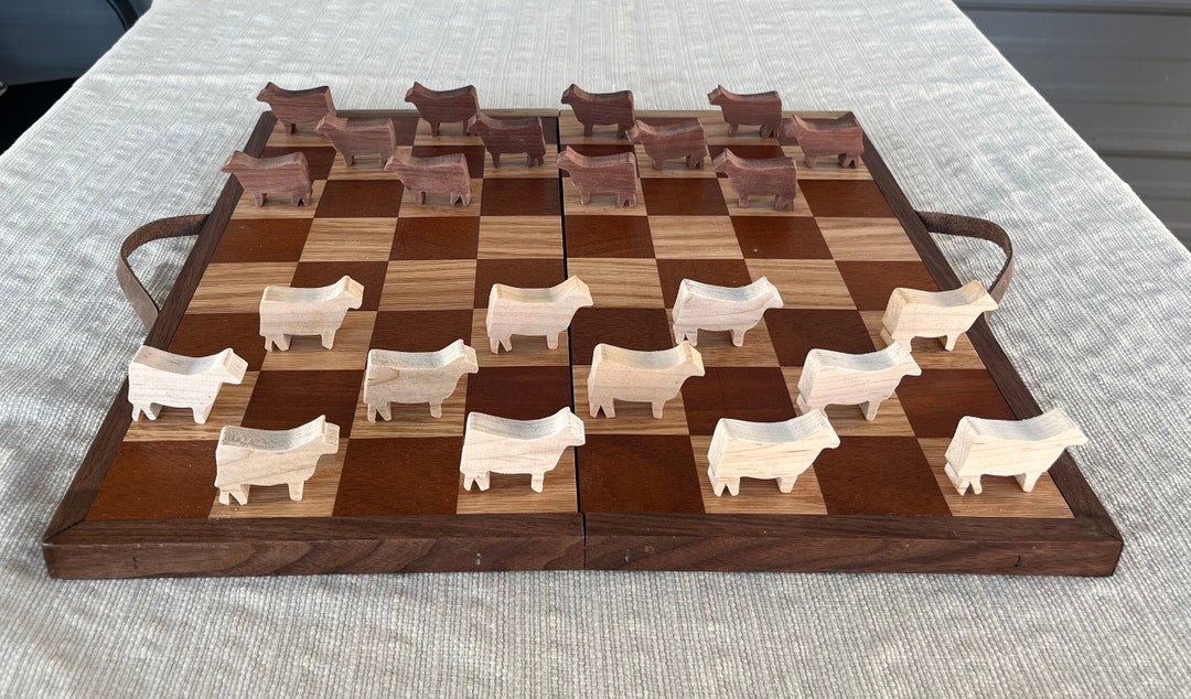 Wooden Checker Board, Checker Board With Animal Pieces, Handmade ...