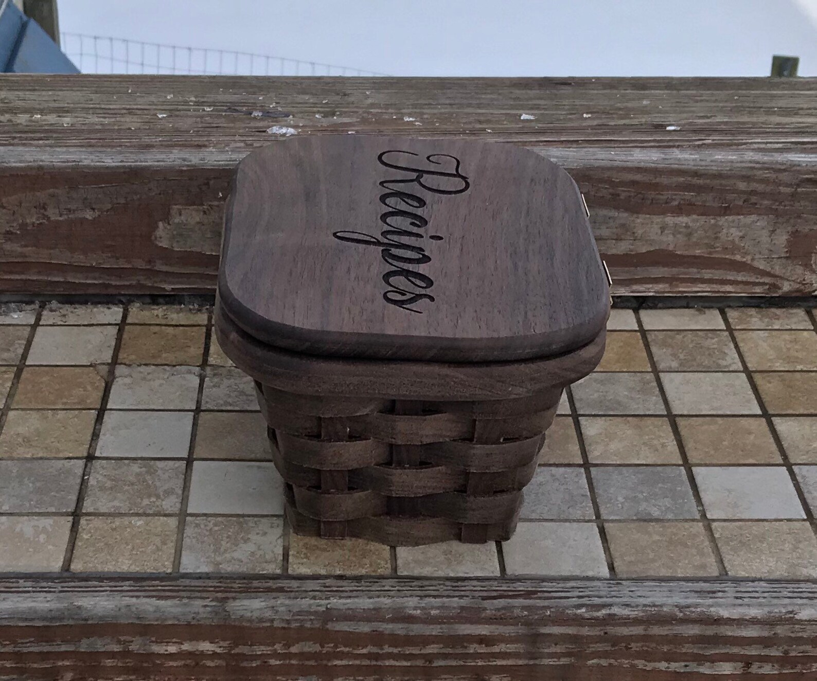 4x6 Recipe Card Box Walnut Wood Basket Etsy