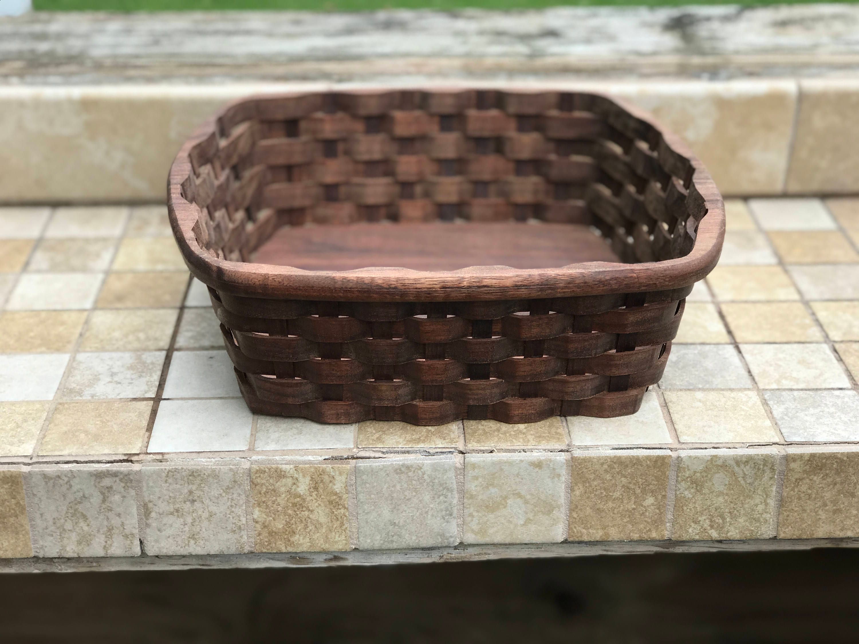 wooden Napkin holder large basket Walnut wood