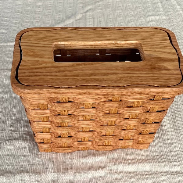 kleenex hand towel holder basket, basket with lid, farmhouse rustic Kleenex towel holder