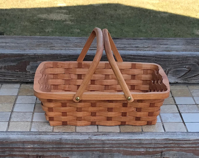 Bread serving basket with handles wood