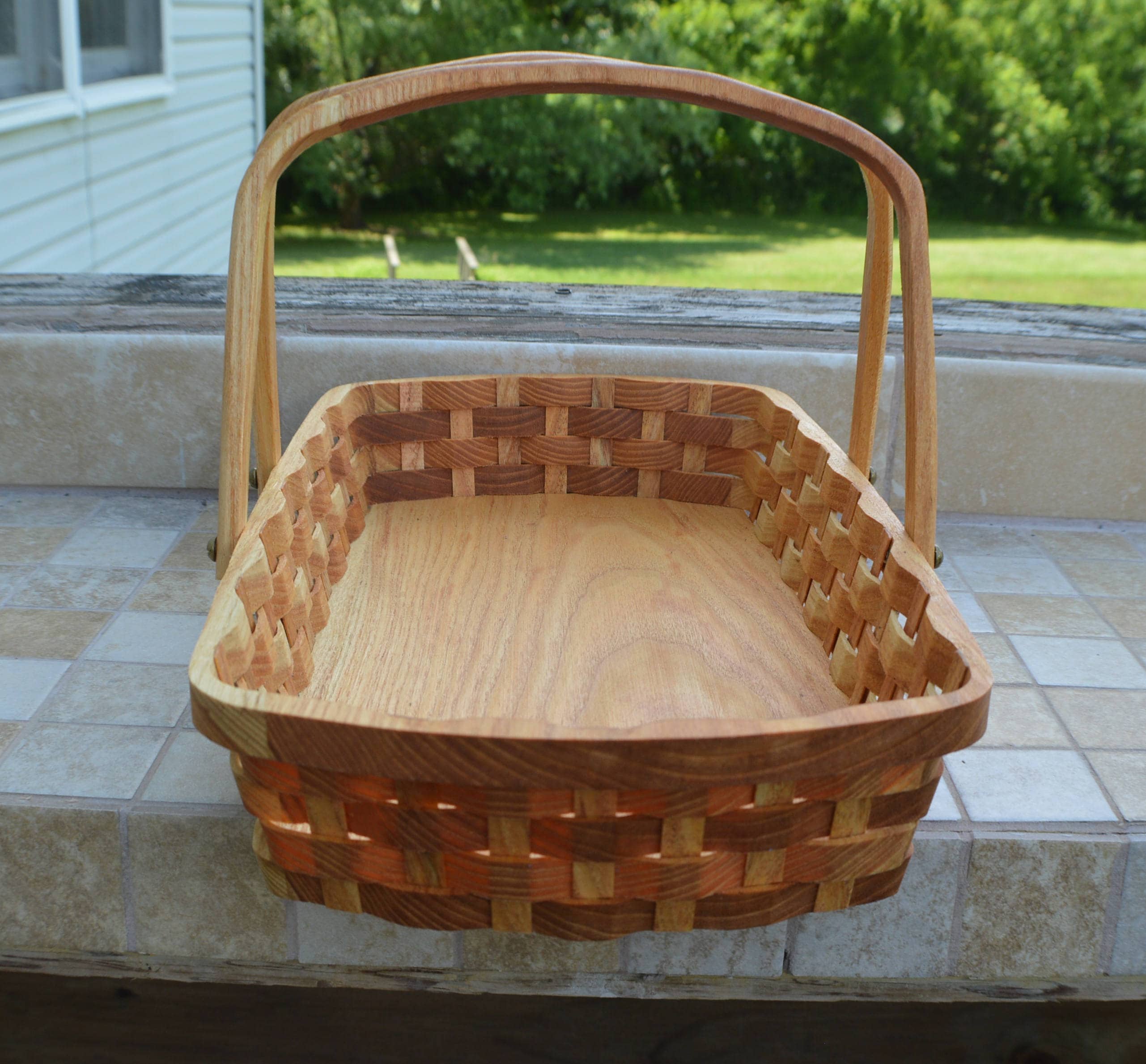 wood bread serving tray basket Honey Locust wood