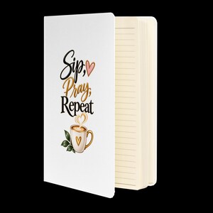 Diário de Oração e Café, Caderno Cristão de Capa Dura, Diário de Fé, Presente para Amantes de Café, Caderno Devocional