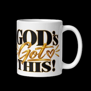 Mug « Dieu s'en occupe », Mug chrétien, Cadeau inspiré par la foi, Mug avec verset biblique, Mug religieux, Mug inspirant, Blanc brillant 325 ml
