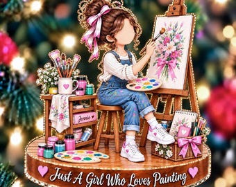 Personalized Painting Girl Christmas Ornament Christmas, Loves Painting Christmas Ornament, Artist Gift, Painter Ornament, Art Teacher Gift
