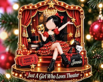 Personalized Theater Ornament, Ornament Loves Theater, Musical Theatre Christmas Ornament, Drama Club Gift, Theater Girl Gift, Actress Gift