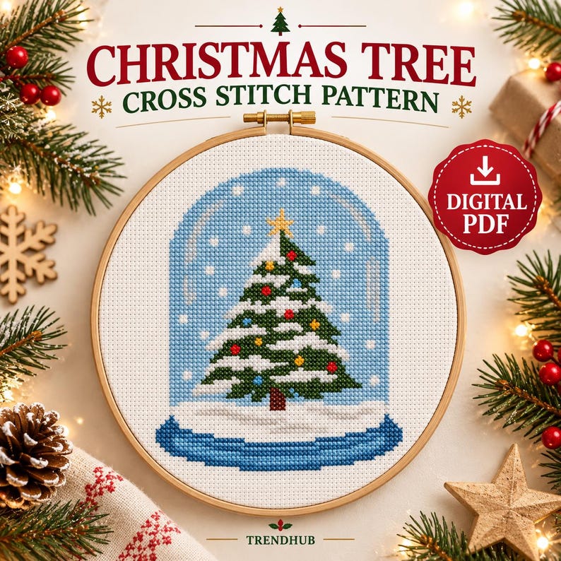 Christmas Tree Cross Stitch Pattern PDF, Counted Cross Stitch Chart ...