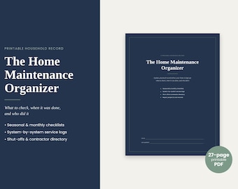 Home Maintenance Log Printable, Home Maintenance Binder PDF, Seasonal Checklist, Homeowner Binder, House Repair Tracker, Service Log