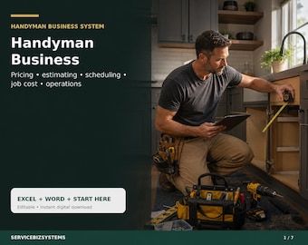 Handyman Business Spreadsheet, Job Pricing Calculator, Estimate Template, Cost Tracker, Home Repair Startup Toolkit