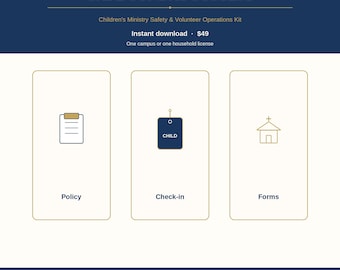 Safe Sunday System Children's Ministry Safety Kit | Volunteer Screening, Check-In & Incident Forms