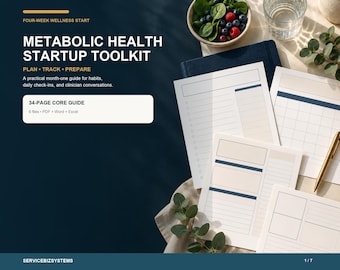 Metabolic Health Startup Planner | 30-Day Habit Tracker, Low Carb Wellness Journal and Provider Visit Toolkit PDF