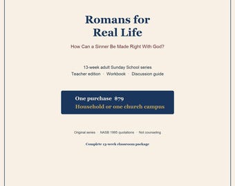 Romans Bible Study Curriculum | 13-Week Adult Sunday School Lessons | Teacher Guide, Workbook & Handouts | Digital Download