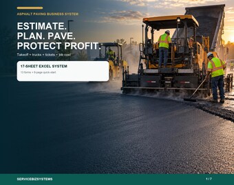 Asphalt Paving Estimating Spreadsheet | Contractor Bid Calculator, Tonnage, Truck Cycle & Job Cost Excel Template