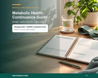 Metabolic Health Progress Planner | Months 2-4 Habit Tracker, Strength Log, Weekly Check-In and Wellness Journal PDF