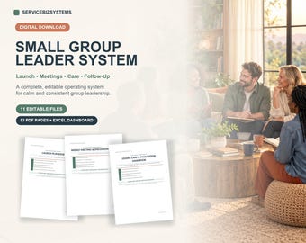 Small Group Leader Kit | Church Group Planner, Meeting Guide, Care Forms & Excel Tracker | Editable DOCX PDF