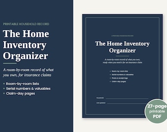 Home Inventory Printable, Room by Room Home Inventory for Insurance, Household Binder PDF, Serial Number Log, Insurance Claim Organizer