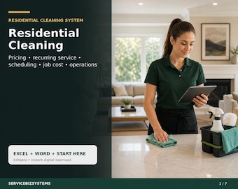 Cleaning Business Spreadsheet, House Cleaning Pricing Calculator, Estimate Template, Job Tracker, Maid Service Startup Toolkit