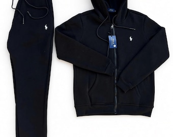 Tuta sportiva Ralph Lauren per uomo e donna, completo casual moderno, nera, con cappuccio e senza cappuccio, inverno/estate