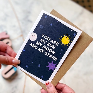 Romantic Card, Anniversary Card, Love Card, 'You Are My Sun My Moon And My Stars' image 1