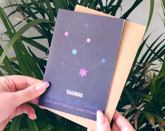 Taurus Birthday Star Sign Space Constellation Card