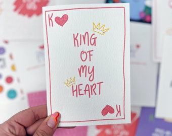 Love Card, Romantic Anniversary Card 'King Of My Heart'