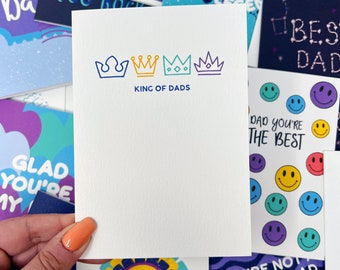 Father's Day Card, Dad Funny Birthday Card, Thanks Dad Card 'King Of Dads'