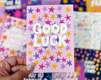 Colourful Star 'Good Luck' Card