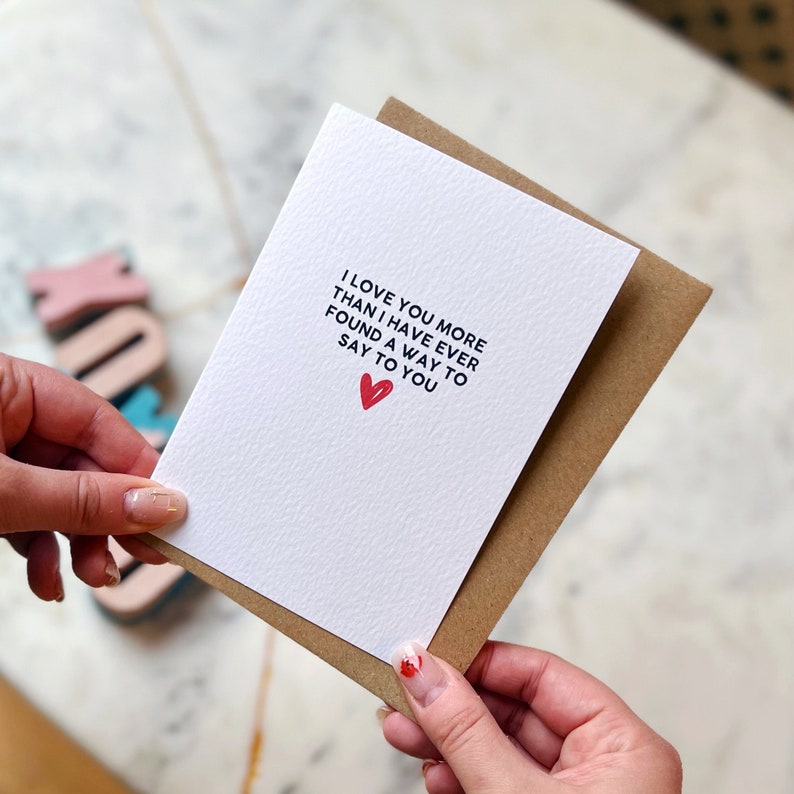 Carte romantique, carte d'anniversaire, carte d'amour, « I Love You More » image 1