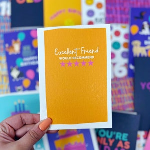 Colourful Friendship 'Excellent Friend, Would Recommend' Best Friend Card