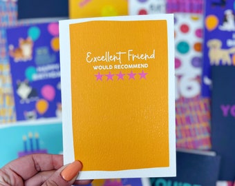 Colourful Friendship 'Excellent Friend, Would Recommend' Best Friend Card