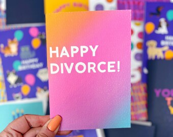 Carte de célébration colorée « Heureux divorce »