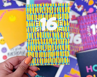 Colourful 16th Happy Birthday Card