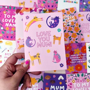 Carte maman, carte d'anniversaire maman, amoureux des chats, maman chat « Je t'aime maman » image 7