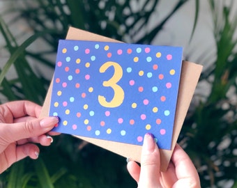 Carte 3e anniversaire colorée