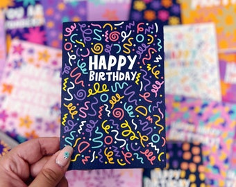 Colourful Pattern 'Happy Birthday' Birthday Card