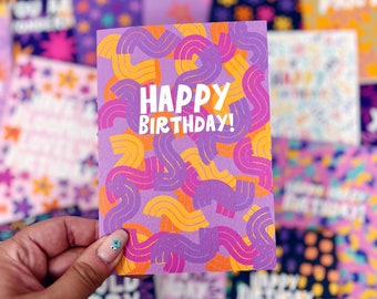 Colourful Pattern 'Happy Birthday' Card