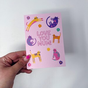 Carte maman, carte d'anniversaire maman, amoureux des chats, maman chat « Je t'aime maman » image 5
