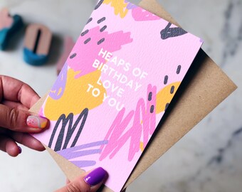 Carte colorée « Des tas d'anniversaires, je vous aime »