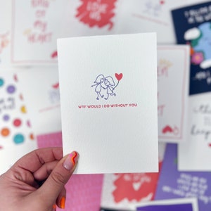 Romantic Love Card, Anniversary Card, Gay LGBTQ+ Card 'WTF Would I Do Without You'