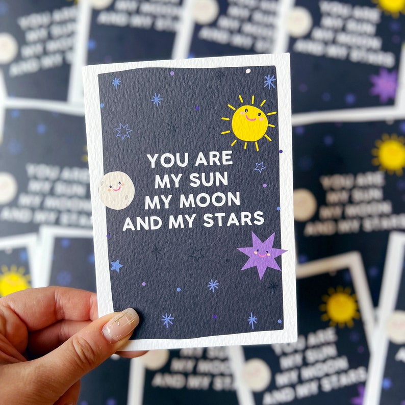 Romantic Card, Anniversary Card, Love Card, 'You Are My Sun My Moon And My Stars' image 4