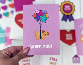 Love Card, Romantic Card, Anniversary Card, Dog Love, Dog Person, 'Wuff You'