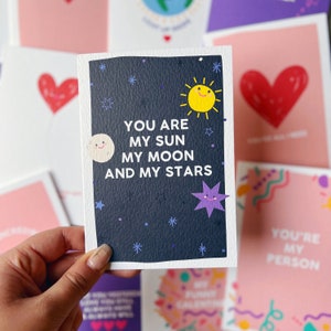 Romantic Card, Anniversary Card, Love Card, 'You Are My Sun My Moon And My Stars' image 3